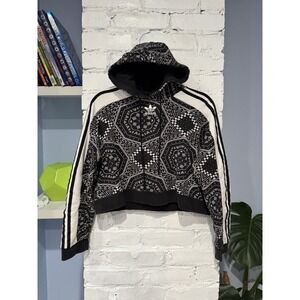 Adidas Kaleidoscope Bandanna Oversized Cropped Hoodie Pullover Sweatshirt Size S